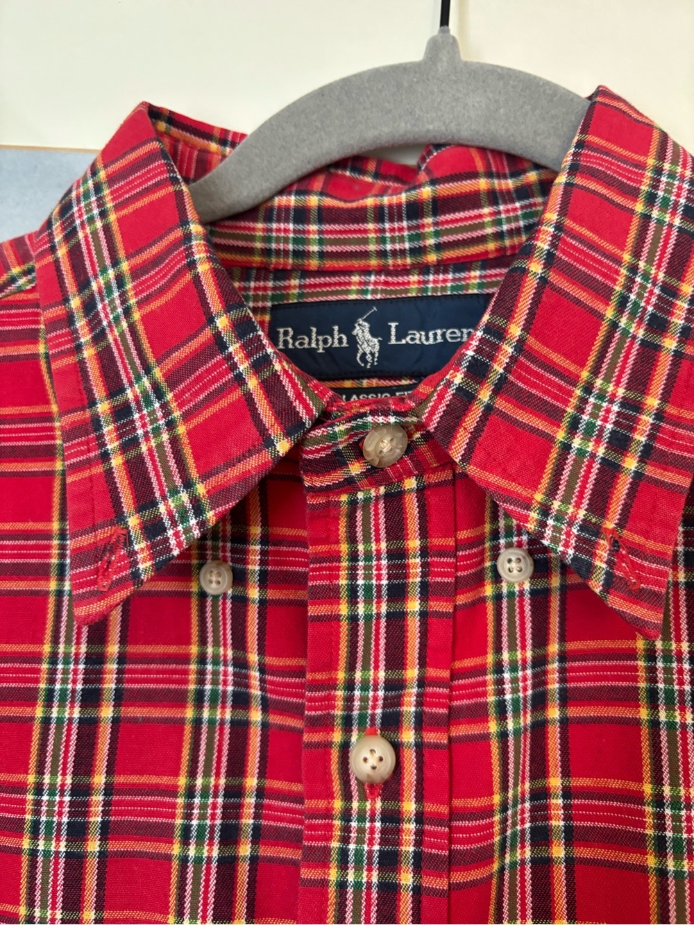 Ralph Lauren Heritage Classic Fit Red Tartan Plaid Button Down Shirt L